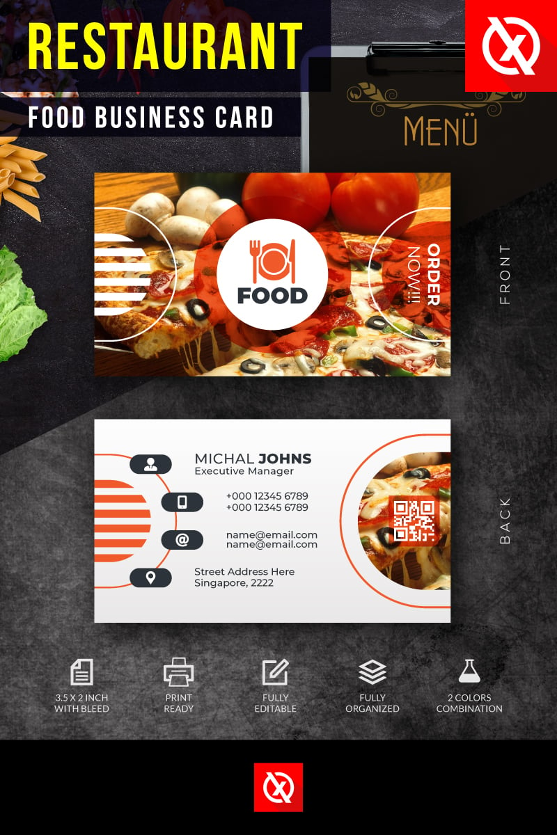 Food Restaurant Business Card Template Design
