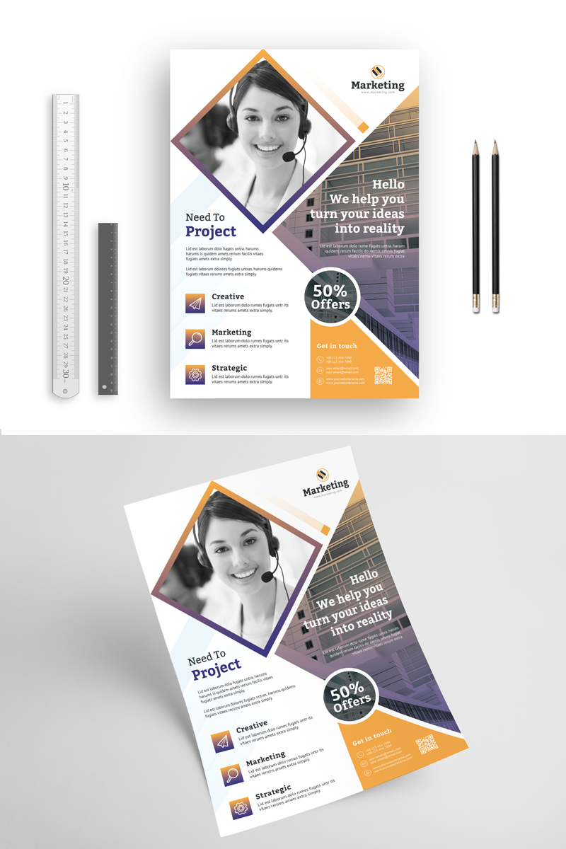 Square Marketing Business Flyer - Corporate Identity Template