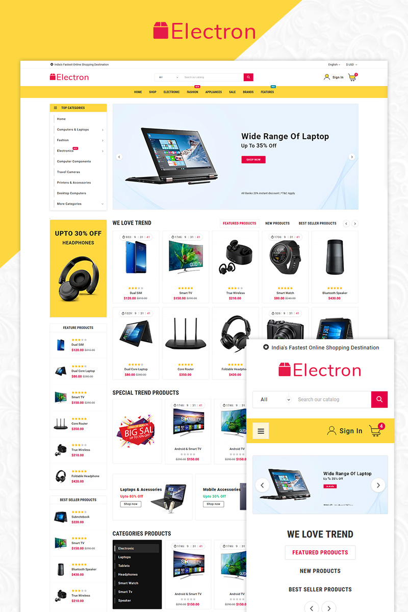 Electron - Electronics Mega Store OpenCart Template