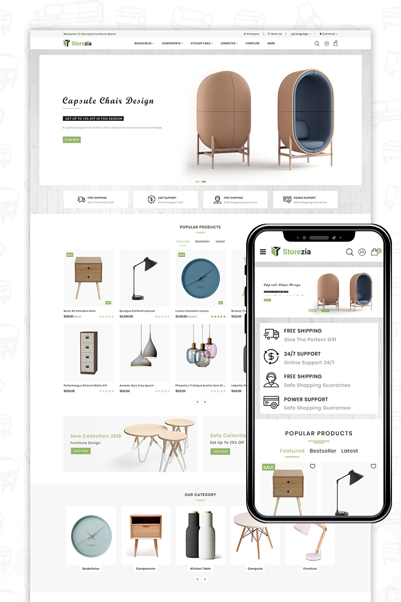Storezia - 3 Furniture Store OpenCart Template