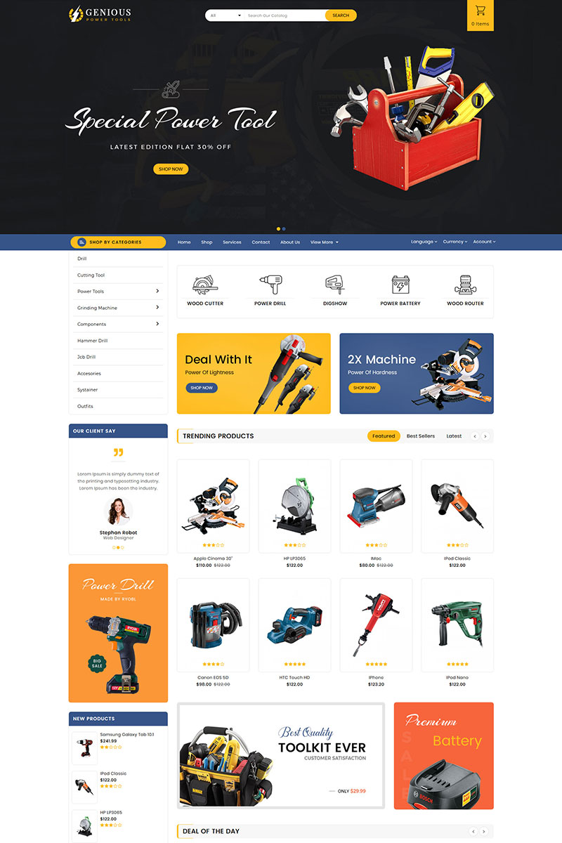 Genious Power Tools OpenCart Template
