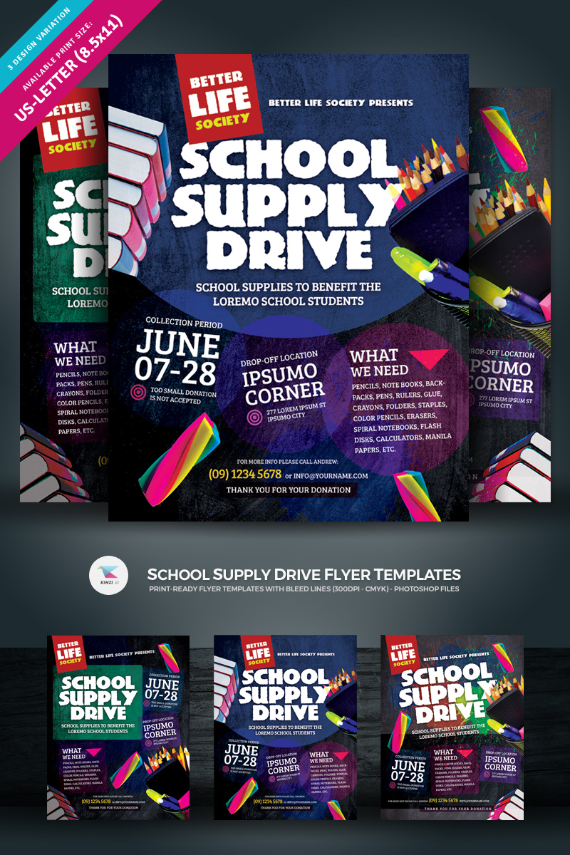 School Supply Drive Flyer - Corporate Identity Template