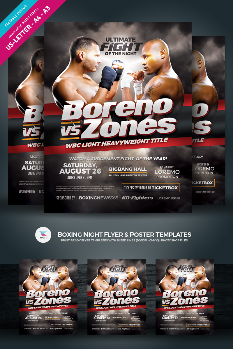 Boxing Night Flyer & Poster - Corporate Identity Template