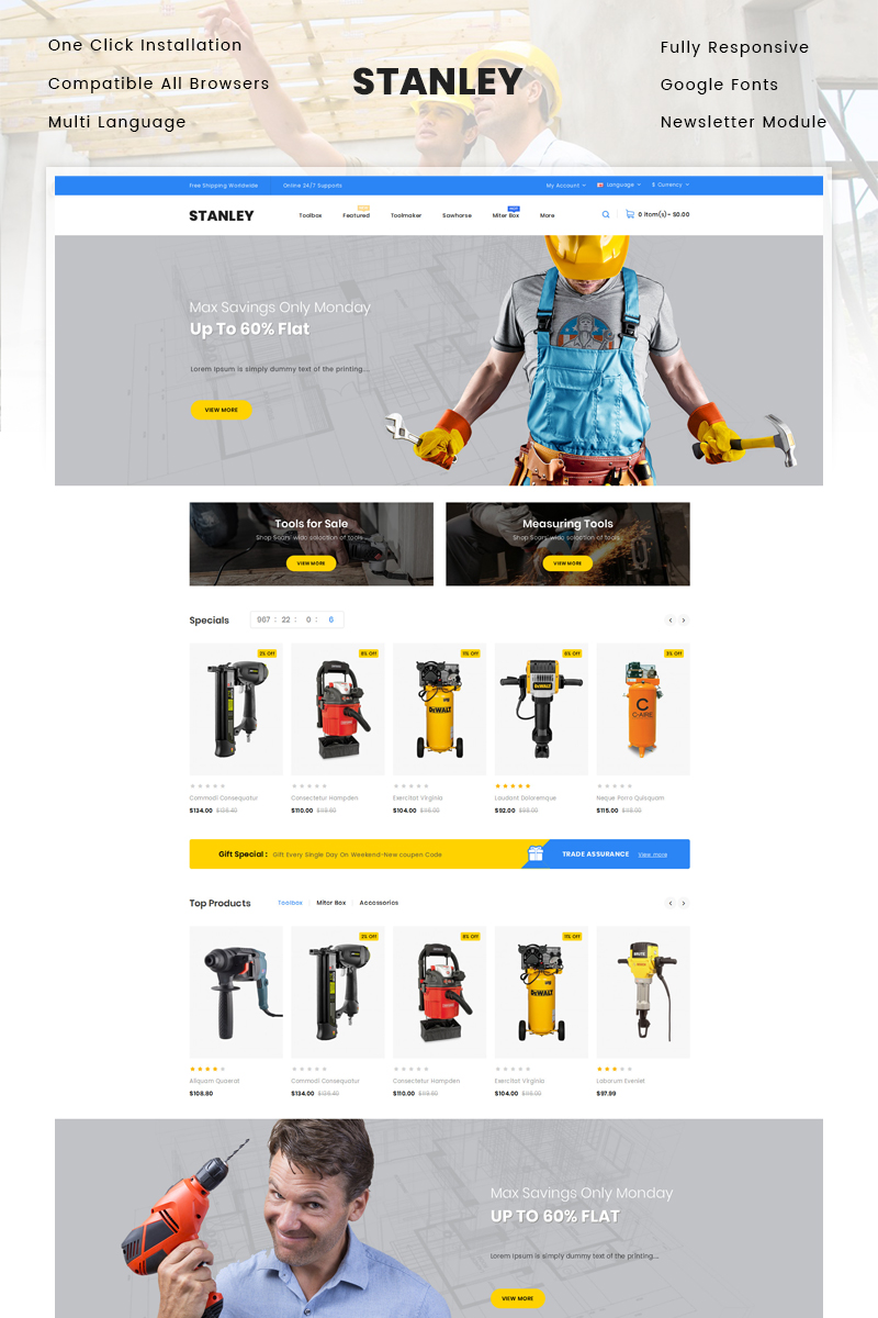 Stanley - Tools Hardware Store OpenCart Responsive Template