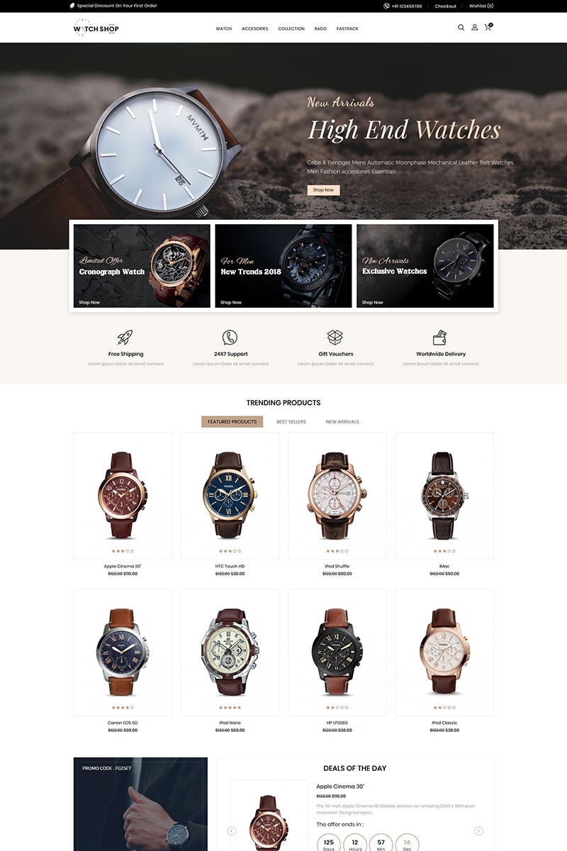 Watch And Accessories Store OpenCart Template
