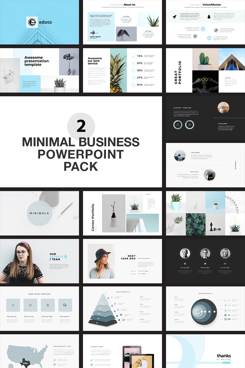 Business Minimal Presentation Pack PowerPoint template