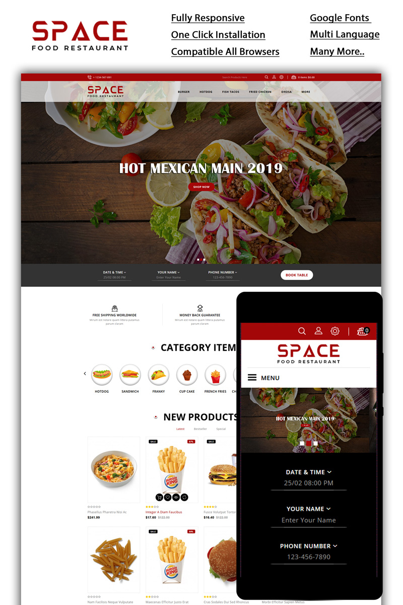 Space - Food Restaurant OpenCart Template