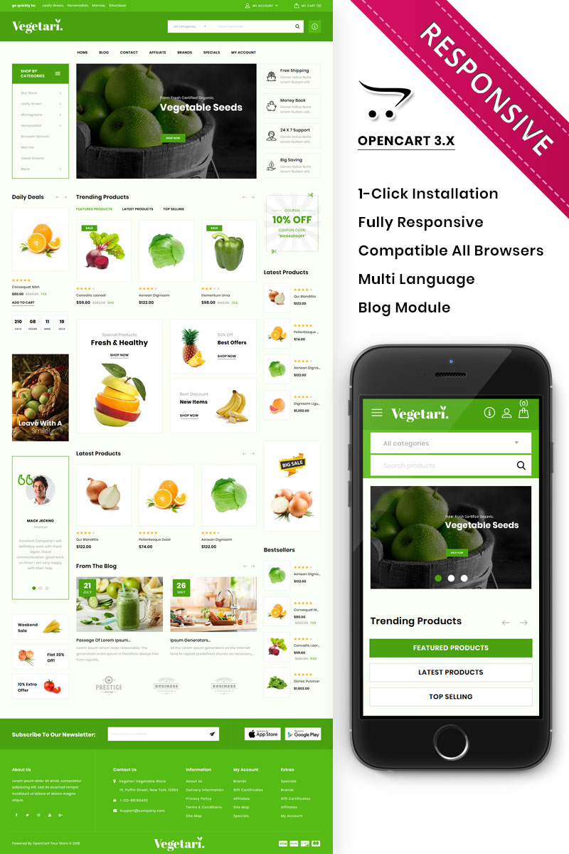 Vegetari - The Big Grocery Store OpenCart Template
