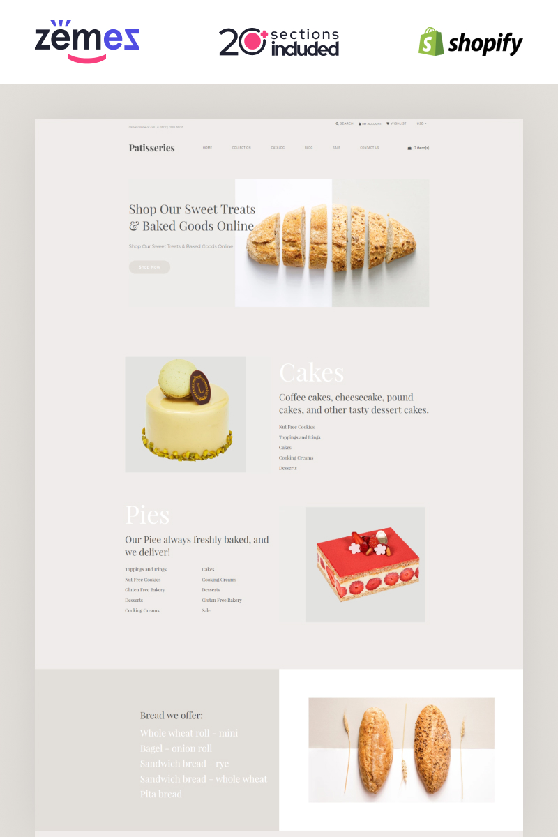 Patisseries - Bakery Store Shopify Theme