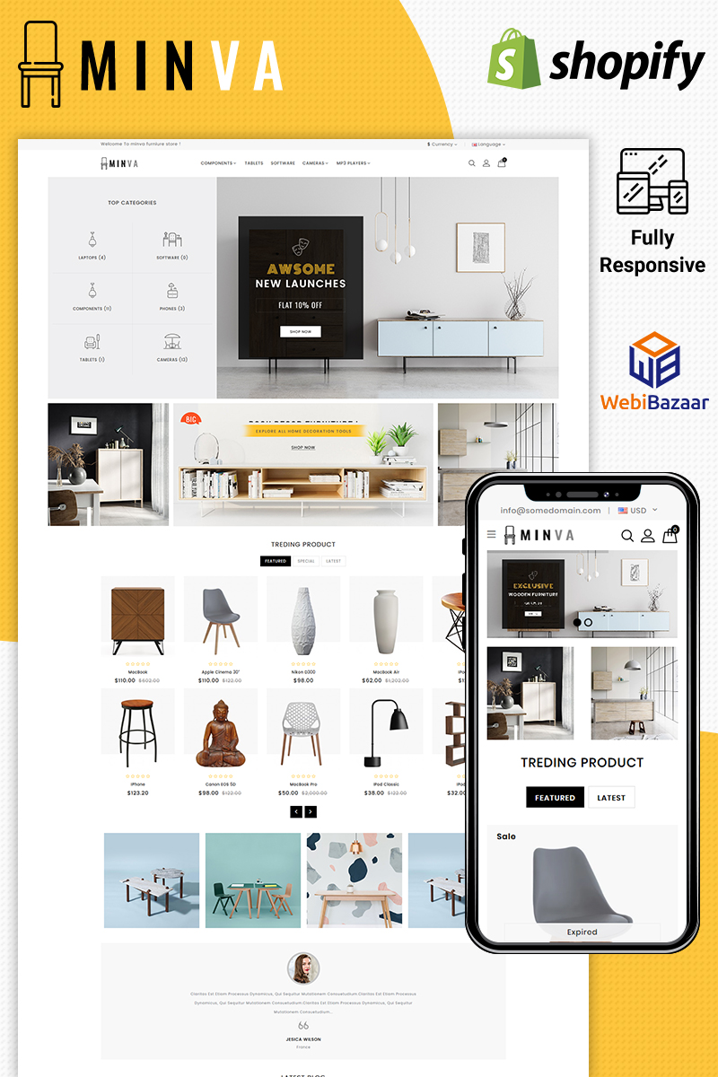 Minva - Multipurpose Furniture Store Shopify Theme