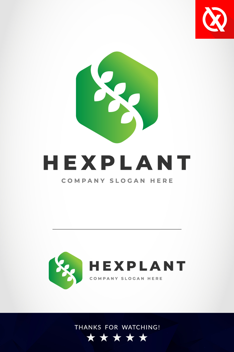 Modern Hexa Plant - Farm Agriculture Technology Logo