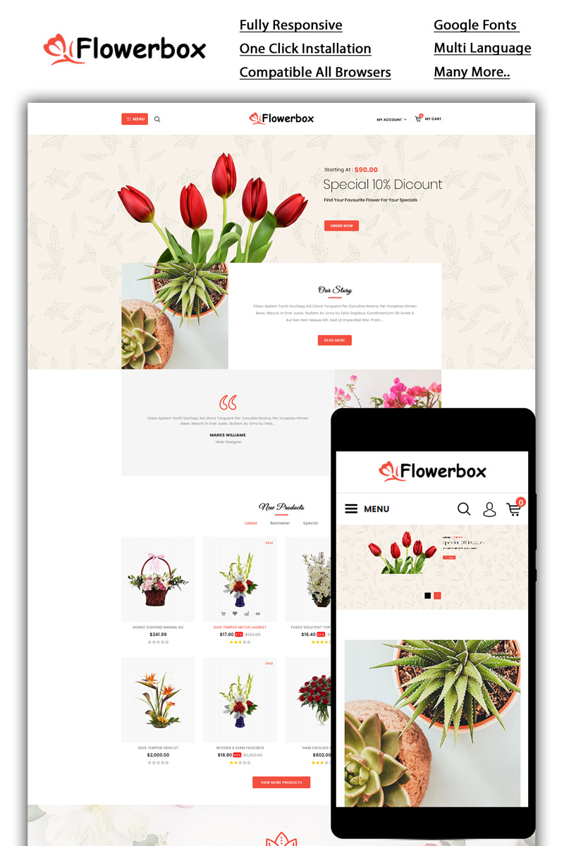 Flowerbox - Online Store OpenCart Template