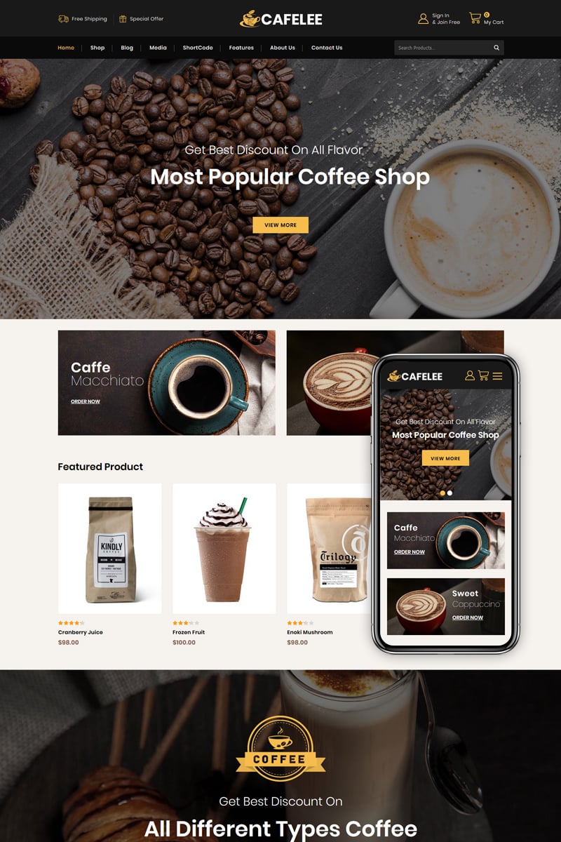 Cafelee - Food and Restaurant Store Elementor WooCommerce Theme