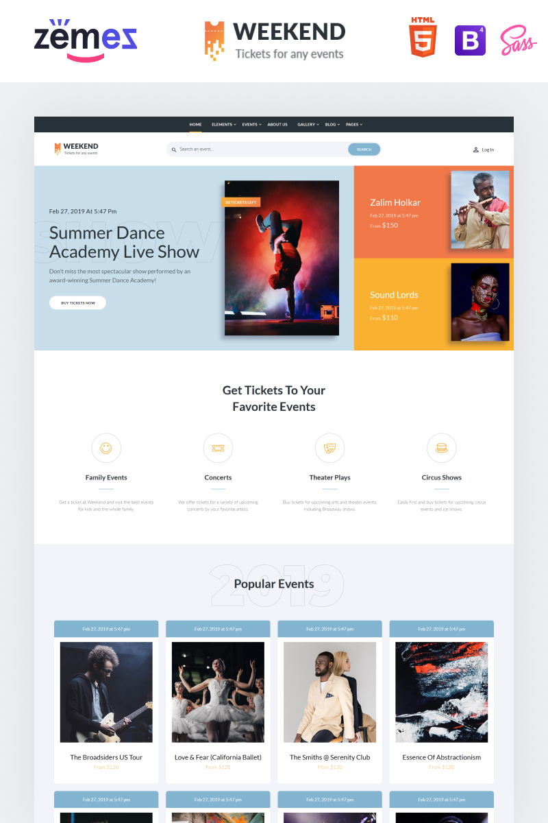 Weekend - Tickets Multipage Creative HTML Website Template