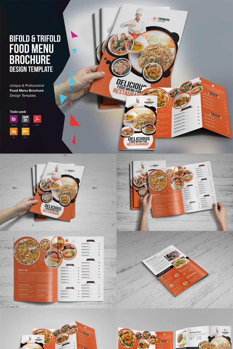 Dina - Food Menu Trifold Bifold Brochure - Corporate Identity Template