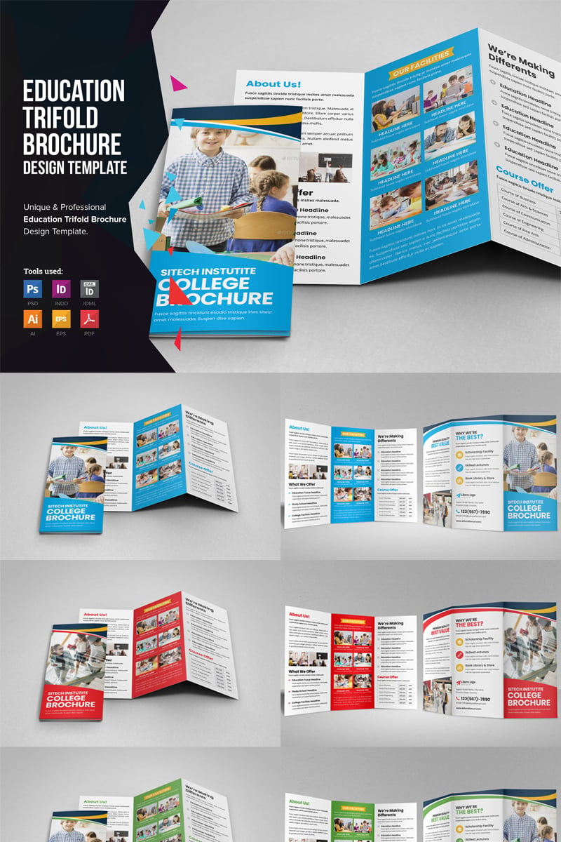 Academist - Education School Trifold Brochure Design Template 