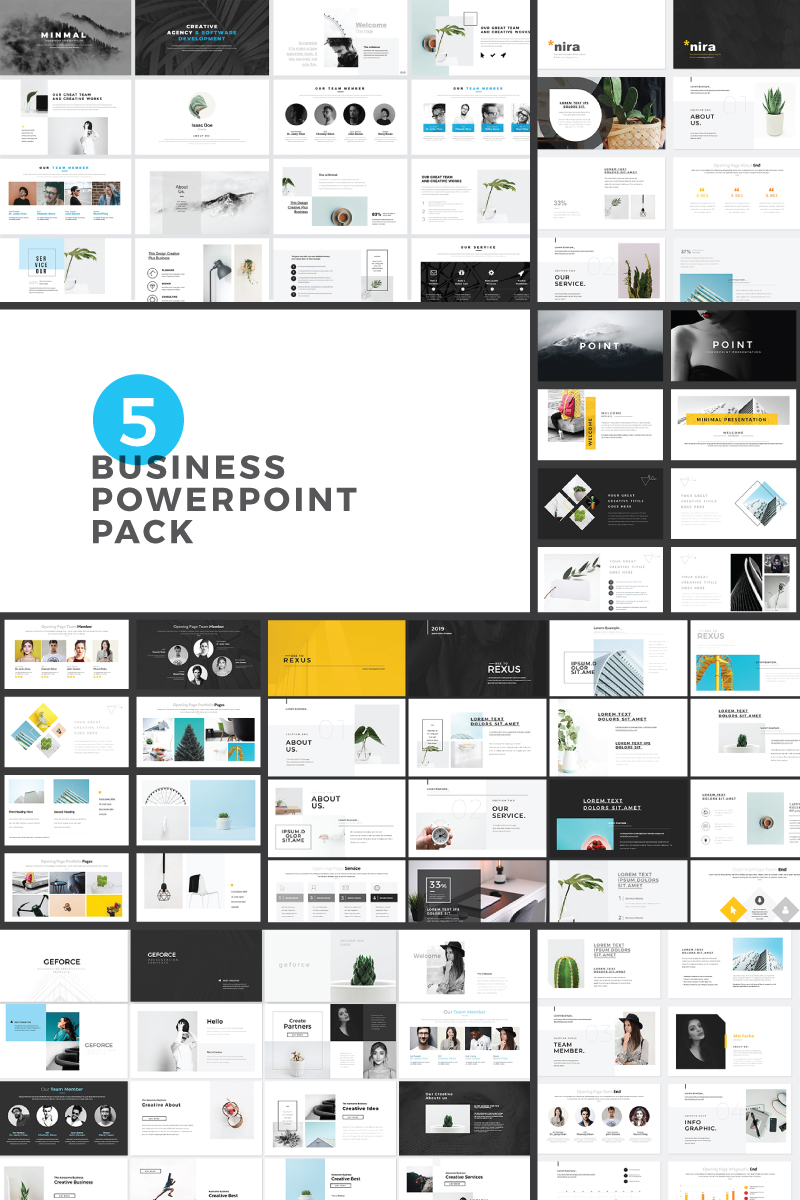 5 Minimal Business Presentation Pack PowerPoint template