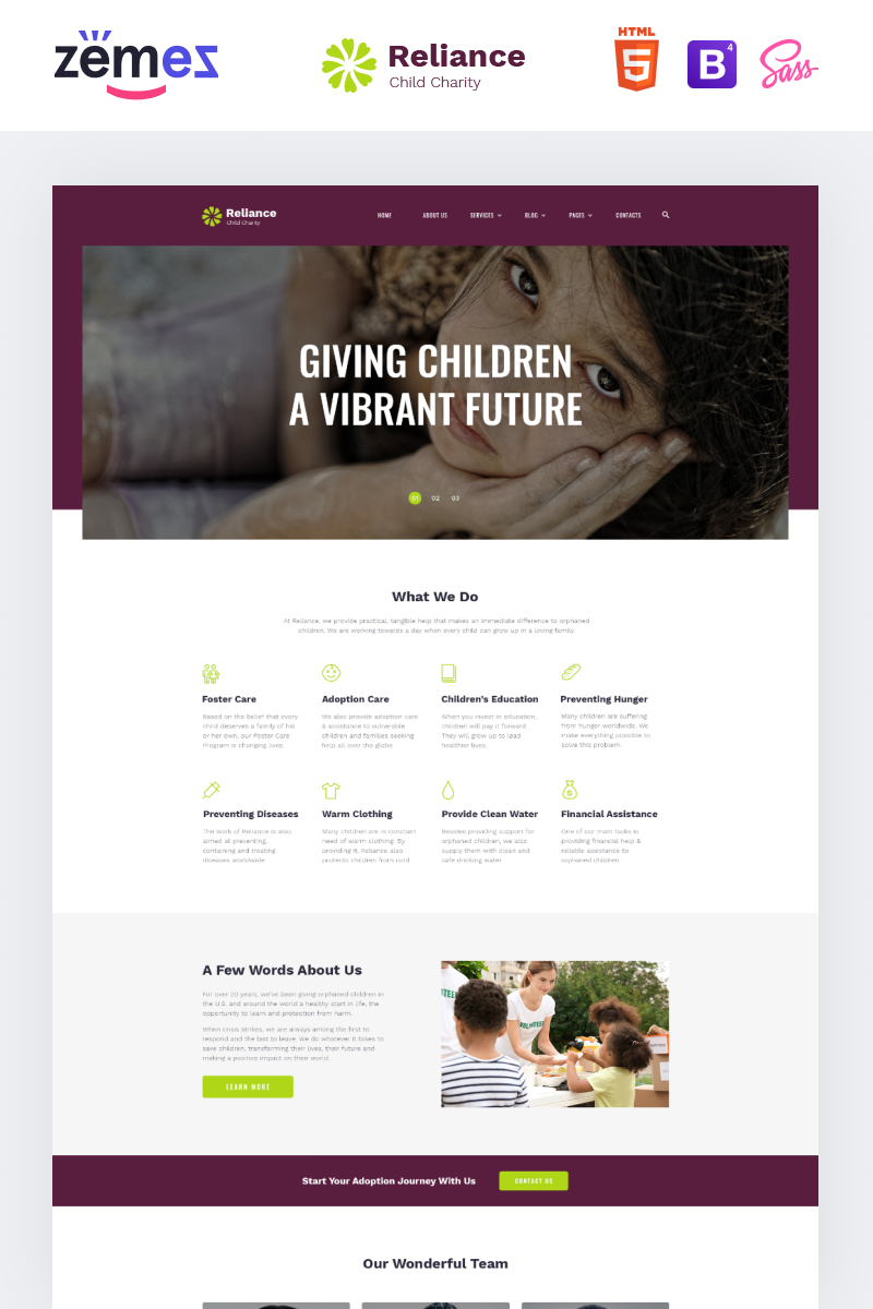 Reliance - Kids Charity Multipage Modern HTML Website Template