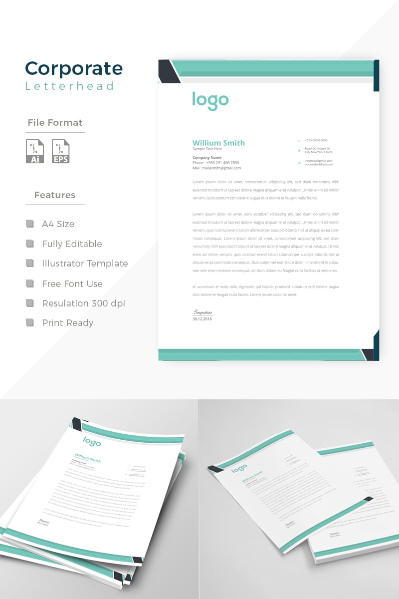 Design Pro Minimal Letterhead - Corporate Identity Template