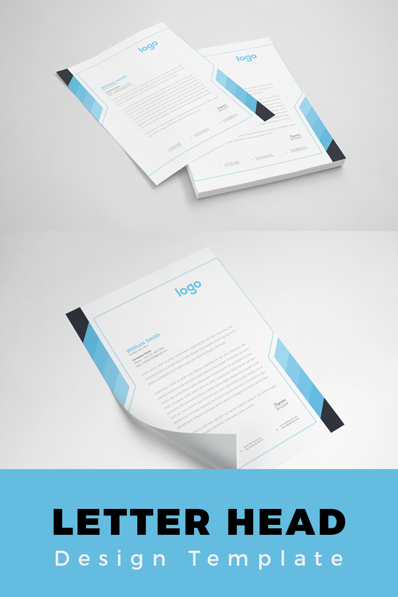 Design Express Blue and Black Letterhead - Corporate Identity Template