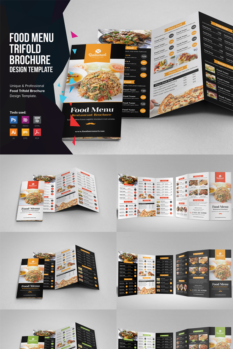 Disha - Food Menu Trifold Brochure - Corporate Identity Template