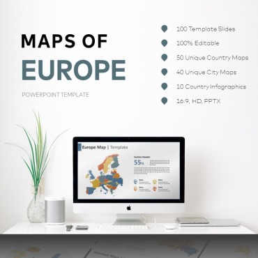 Map Europe PowerPoint Templates 86225