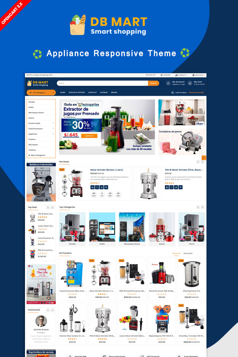 DB Mart Home Applience OpenCart Template