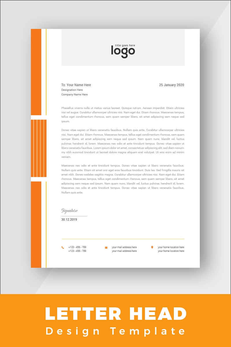 Yellow Simple Letterhead Design - Corporate Identity Template