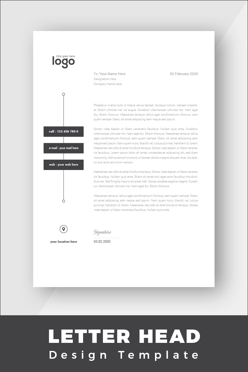 Black & White Minimal Letterhead - Corporate Identity Template