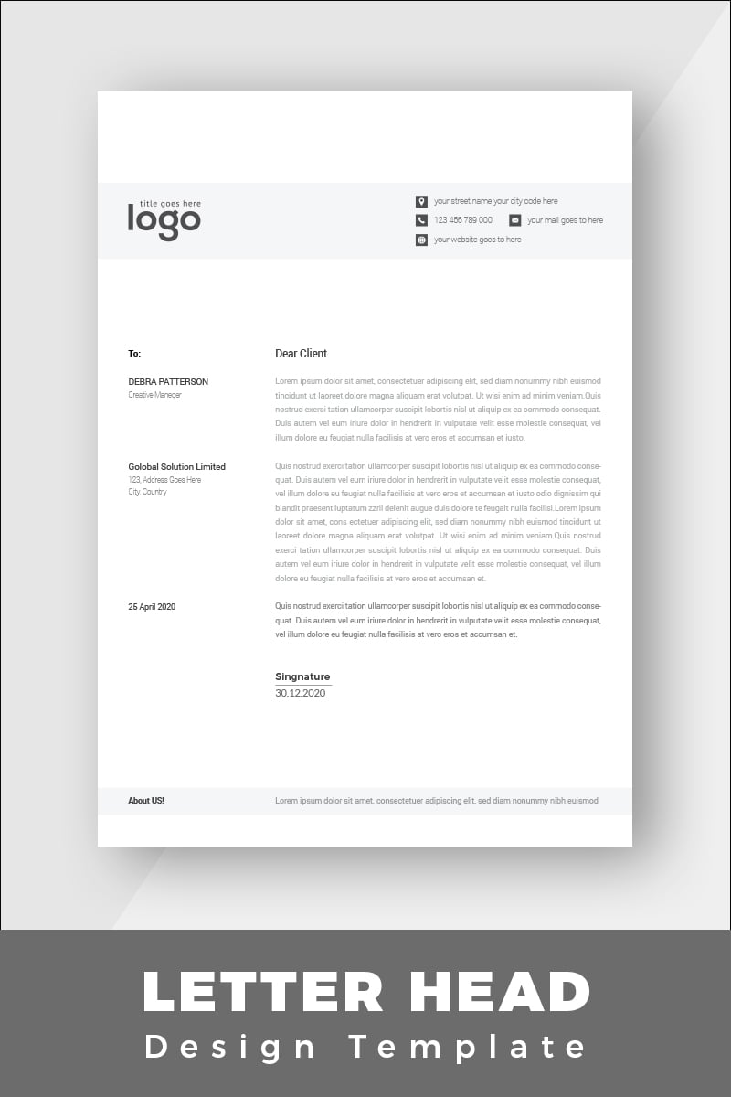 Black & White Minimal Letterhead - Corporate Identity Template