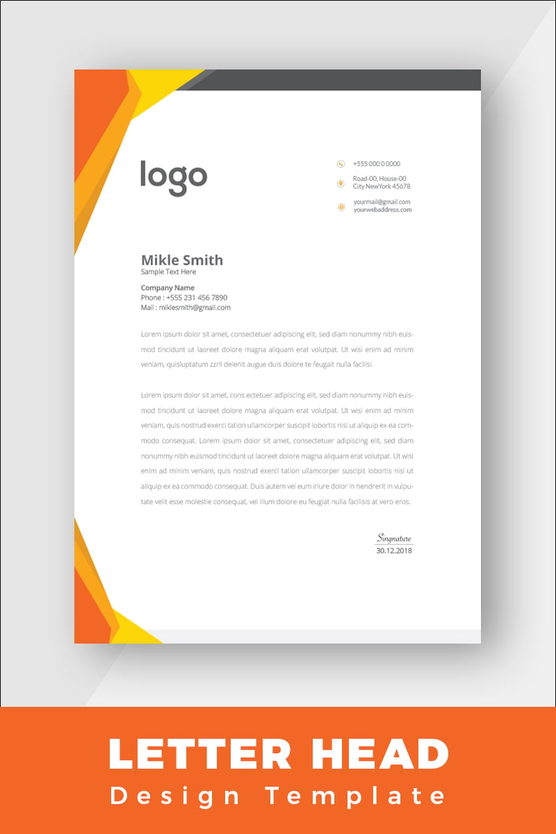 Orange Colour Letterhead - Corporate Identity Template