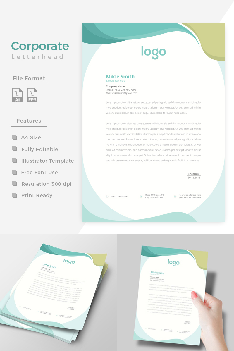 Unique Style Corporate Letterhead - Corporate Identity Template