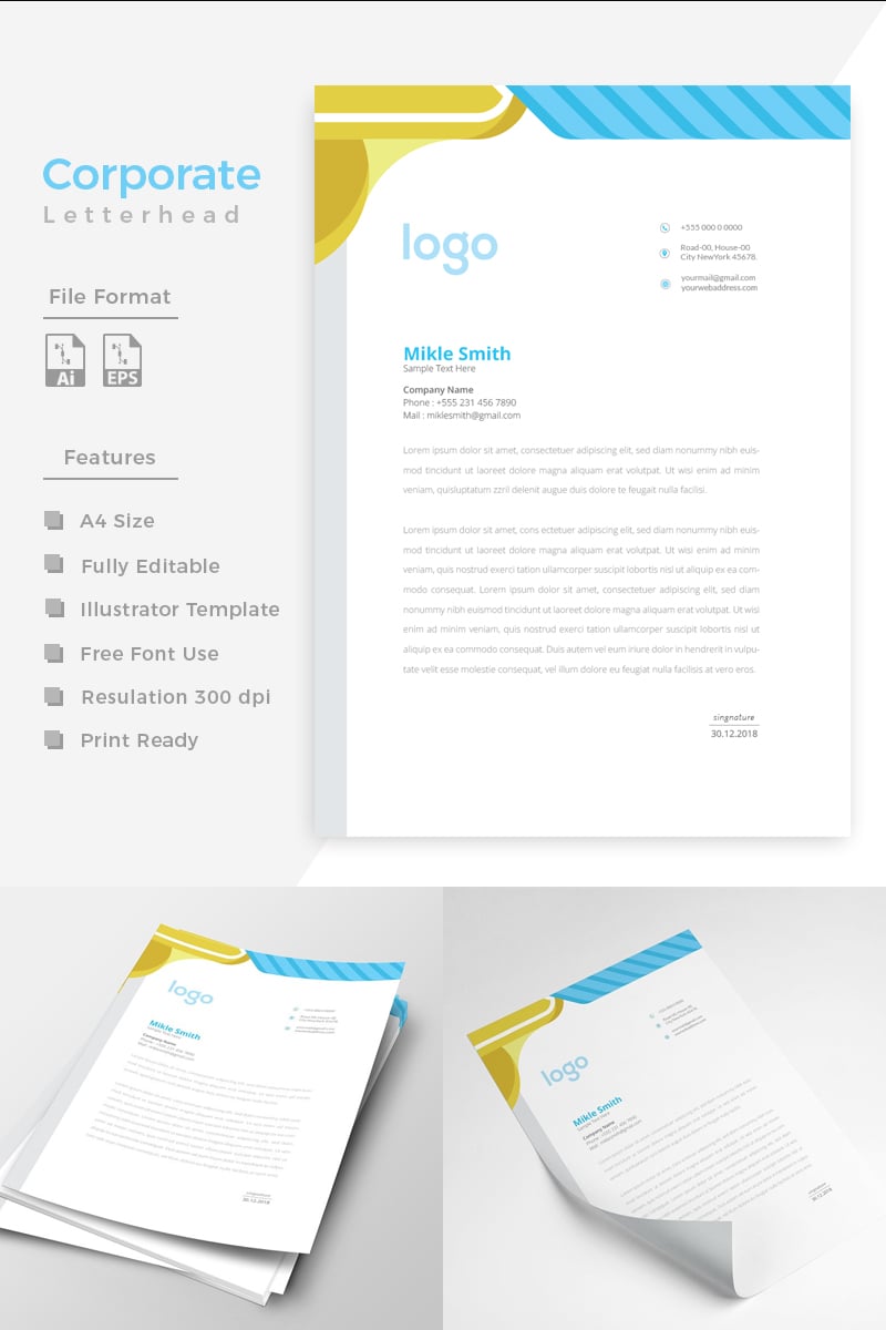 Design Pro Minimal Letterhead y - Corporate Identity Template