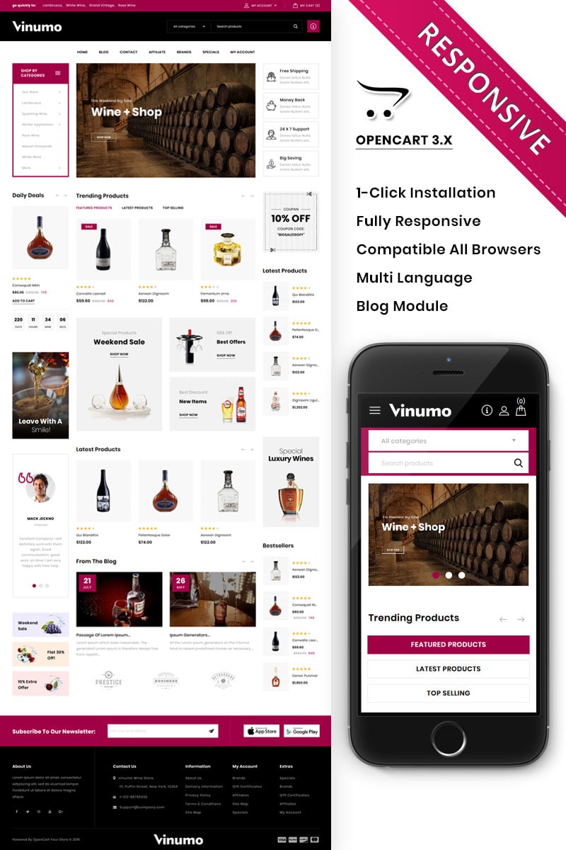 Vinumo - The Wine Store OpenCart Template