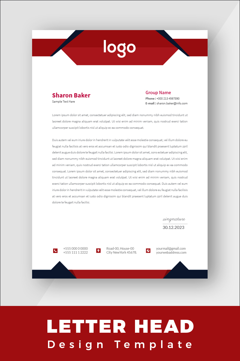 Abstract Red Colour Creative Letterhead - Corporate Identity Template