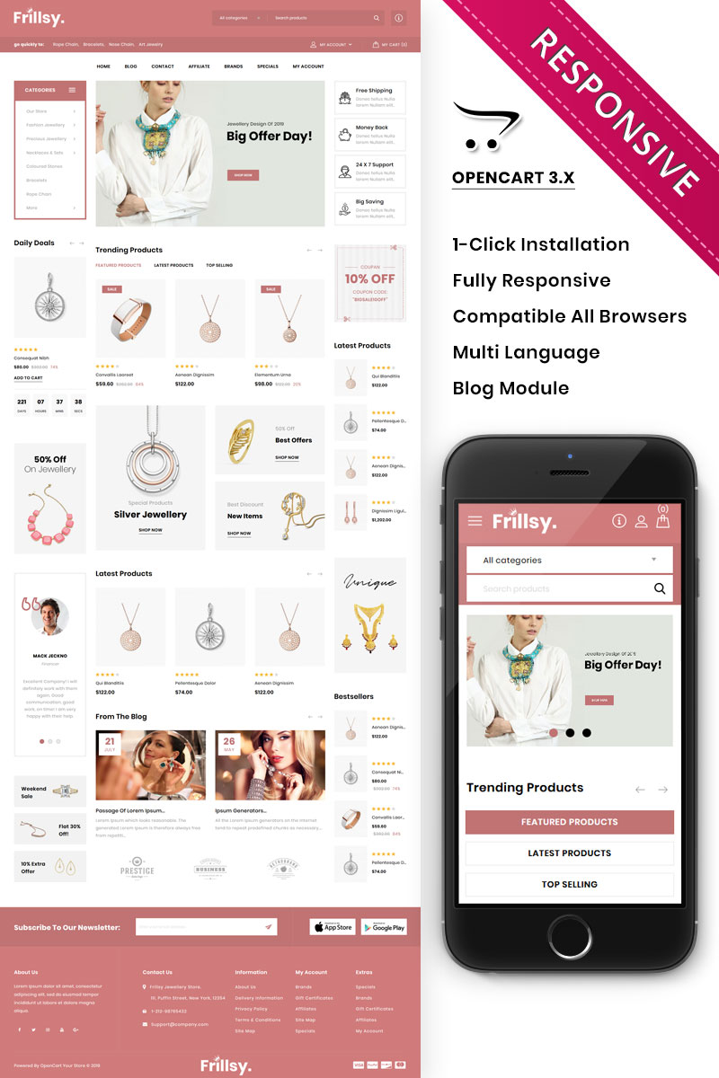 Frillsy - The Jewelry Store Premium OpenCart Template