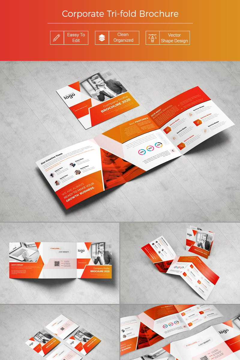 Hargrave - Corporate Tri-fold Brochure Template - Red and Orange Theme