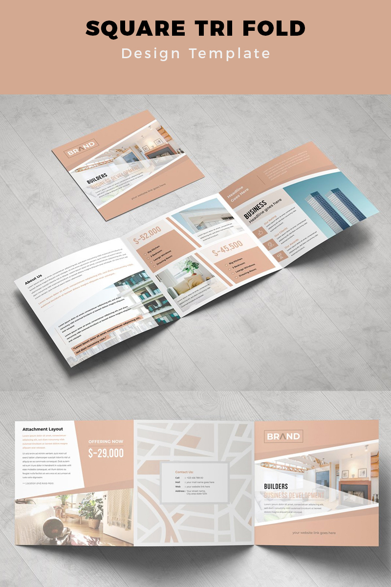 Nueva Real Estate Square Tri fold Brochure - Corporate Identity Template