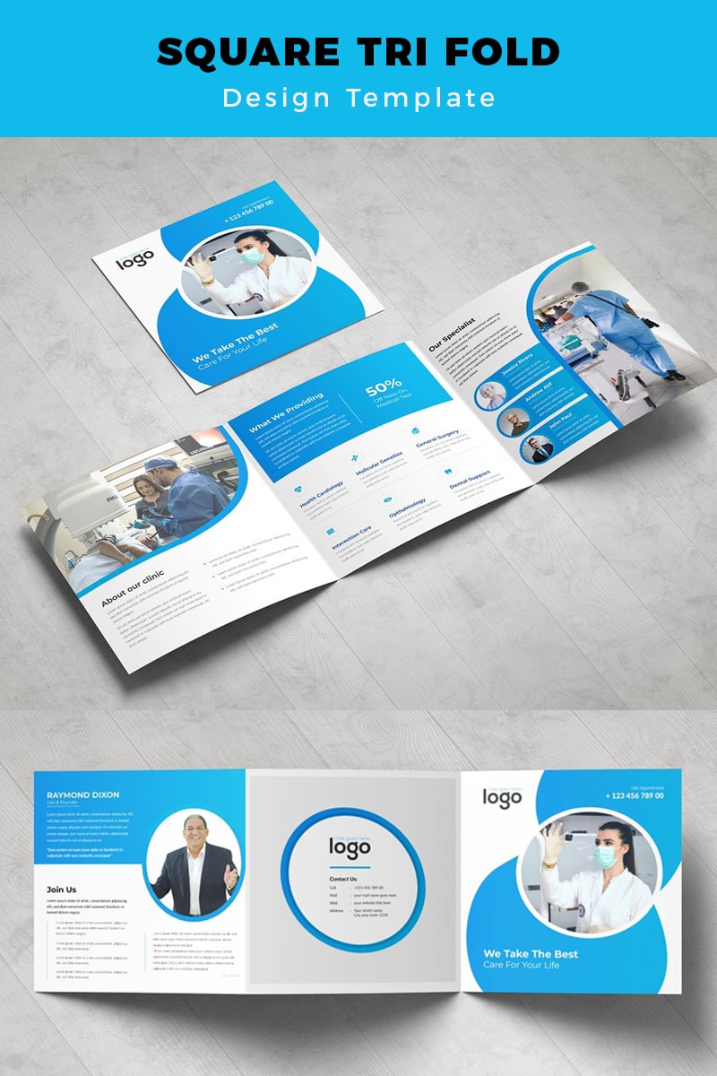 Peters Blue Square Medical Trifold Brochure - Corporate Identity Template