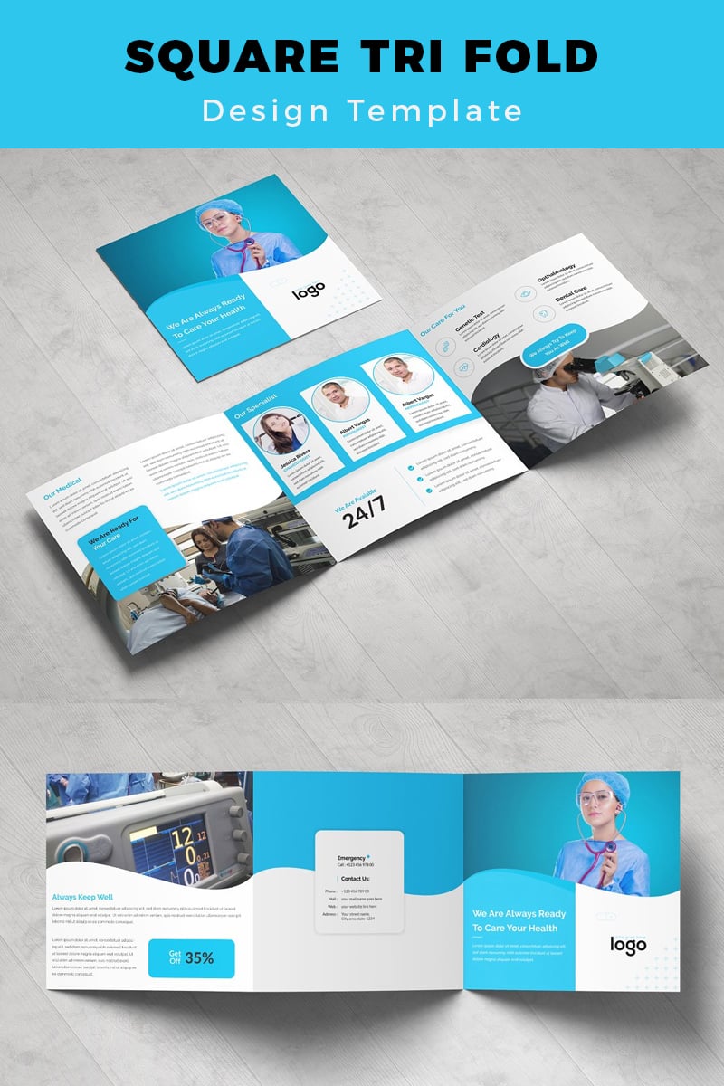 Muskwa Medical Square Tri fold Brochure - Corporate Identity Template