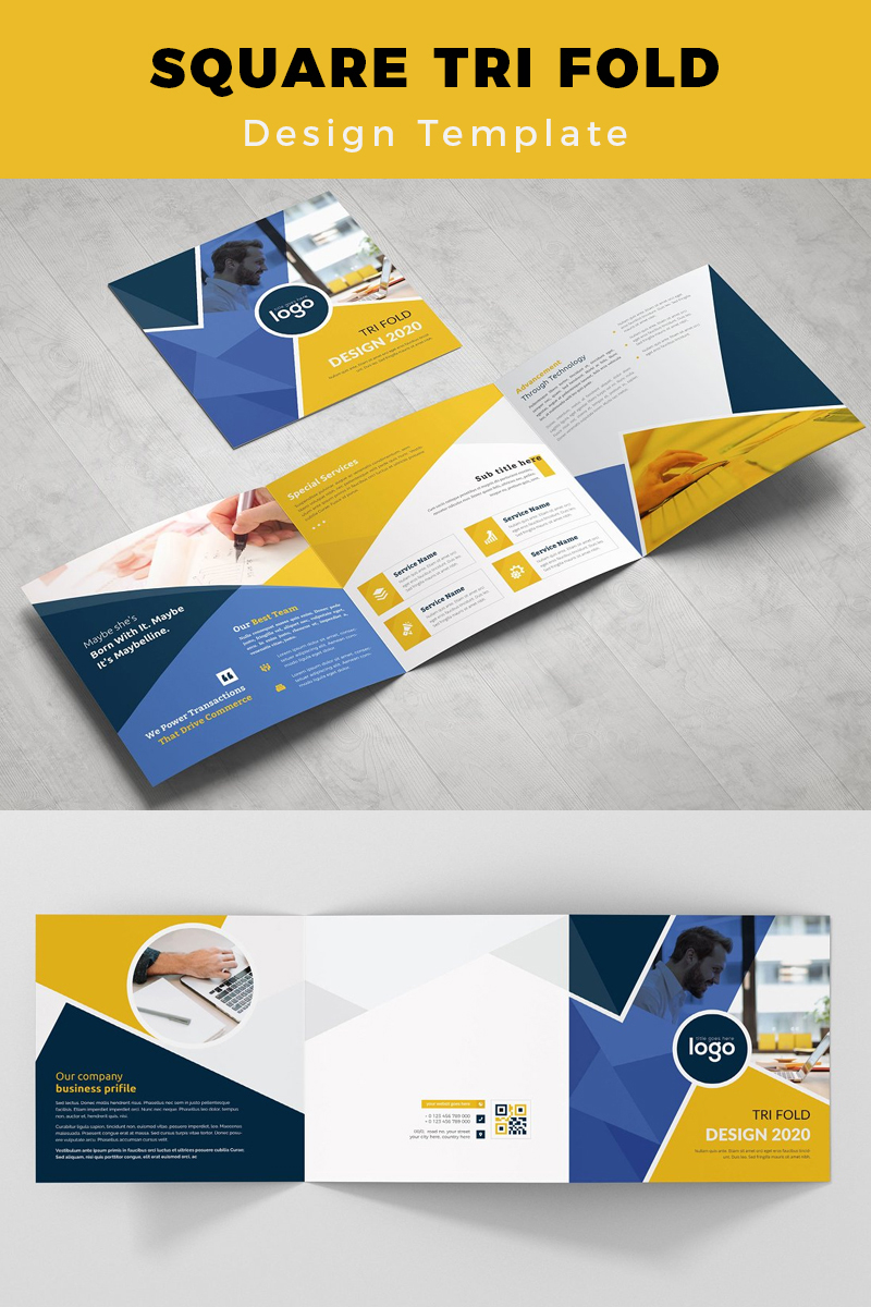 Morris Square Tri fold Brochure - Yellow and Blue Accents