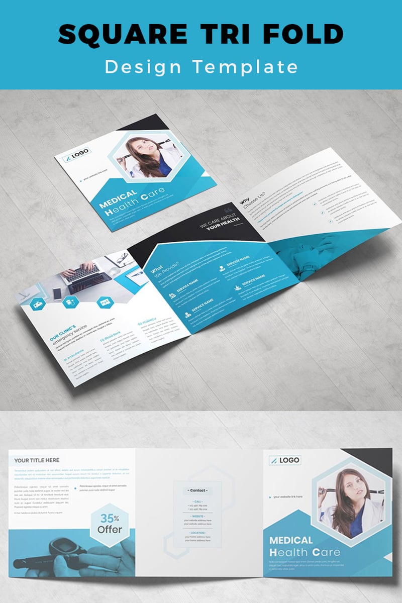 FaxalvenMedical Square Trifold Brochure - Corporate Identity Template