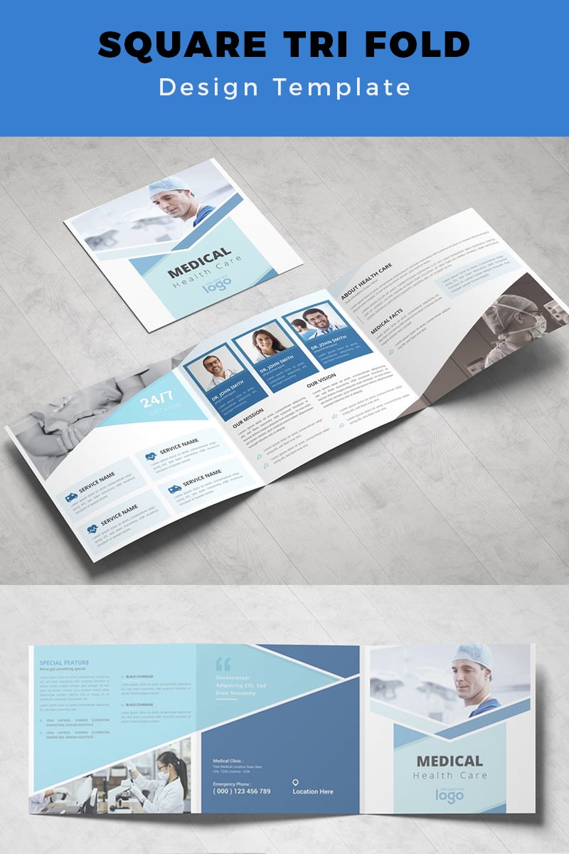 Hasvo Medical Health Care Square Trifold - Corporate Identity Template