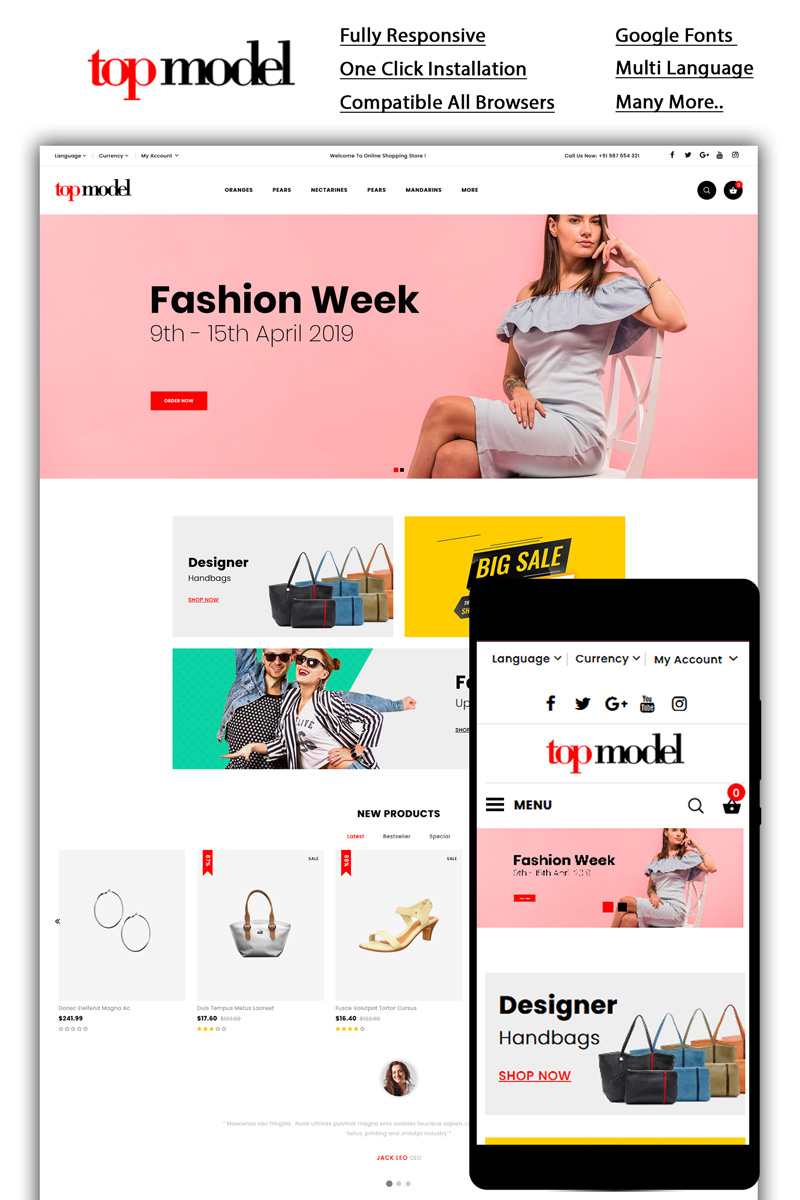 Top Model - Fashion Store OpenCart Template