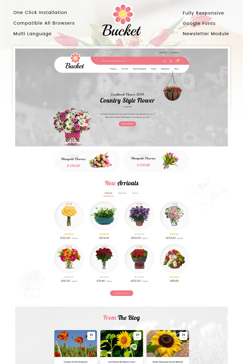 Bucket - Flowers Store OpenCart Responsive Template