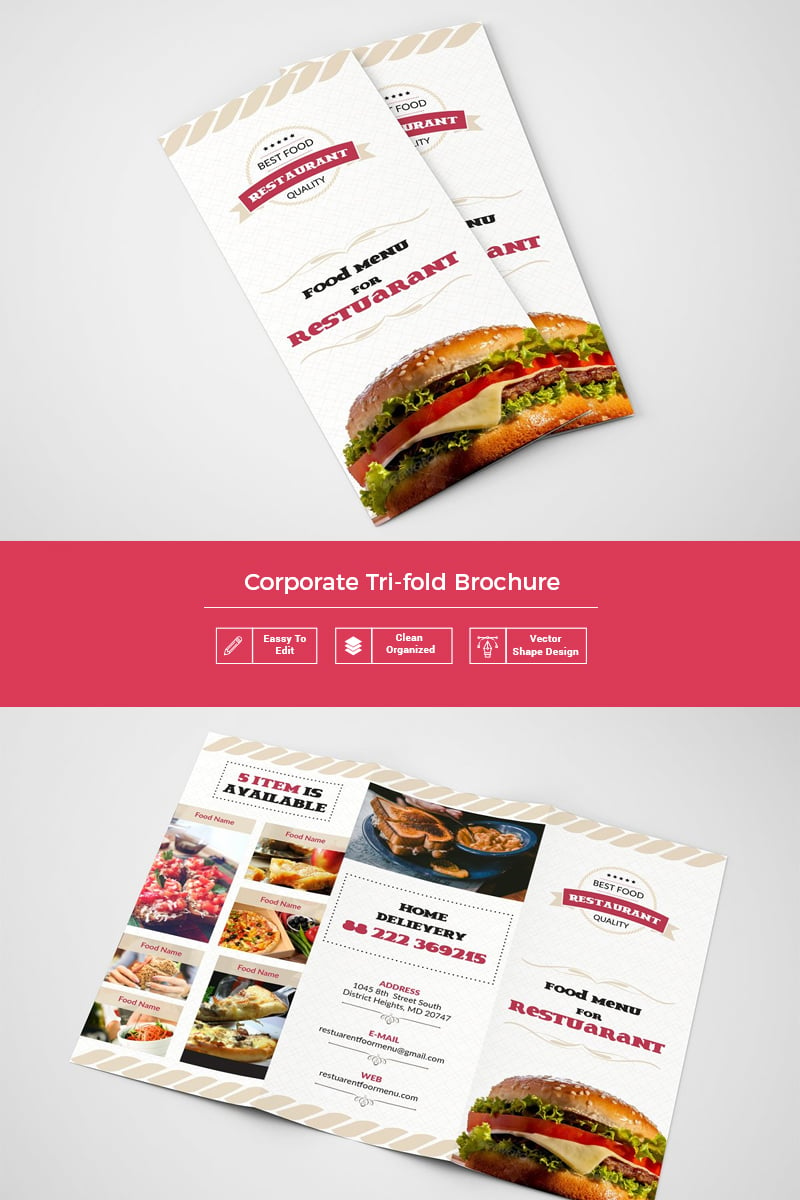 Red Chilli Resturant Trifold Brochure - Corporate Identity Template