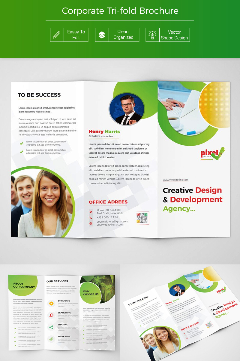 Pixel Tri-fold Brochure Design - Corporate Identity Template