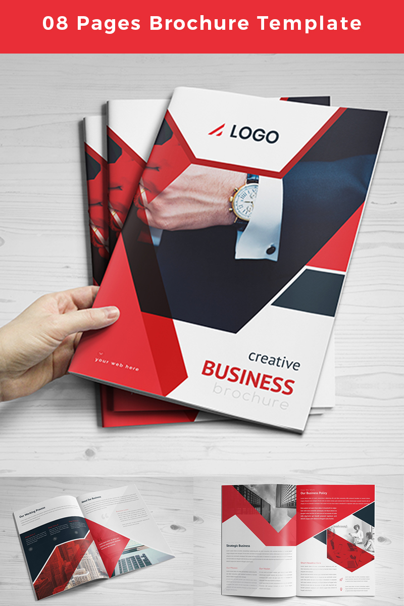 8 pages-Brochure Template - Red and Black and White Theme