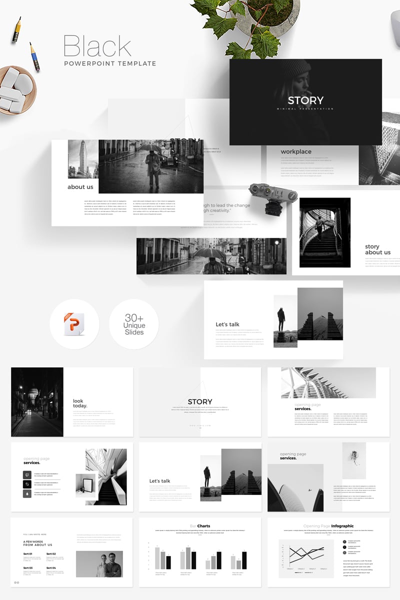 Black Presentation PowerPoint template