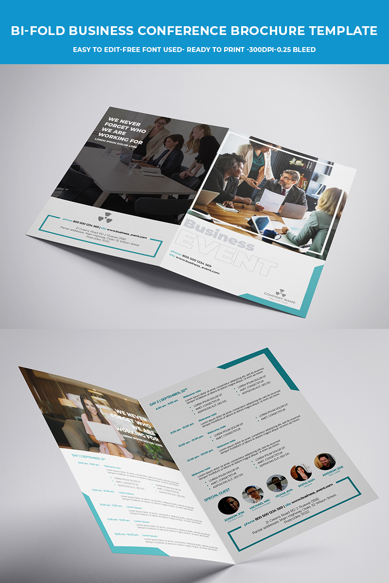 Bi-fold Business Conference Brochure - Corporate Identity Template